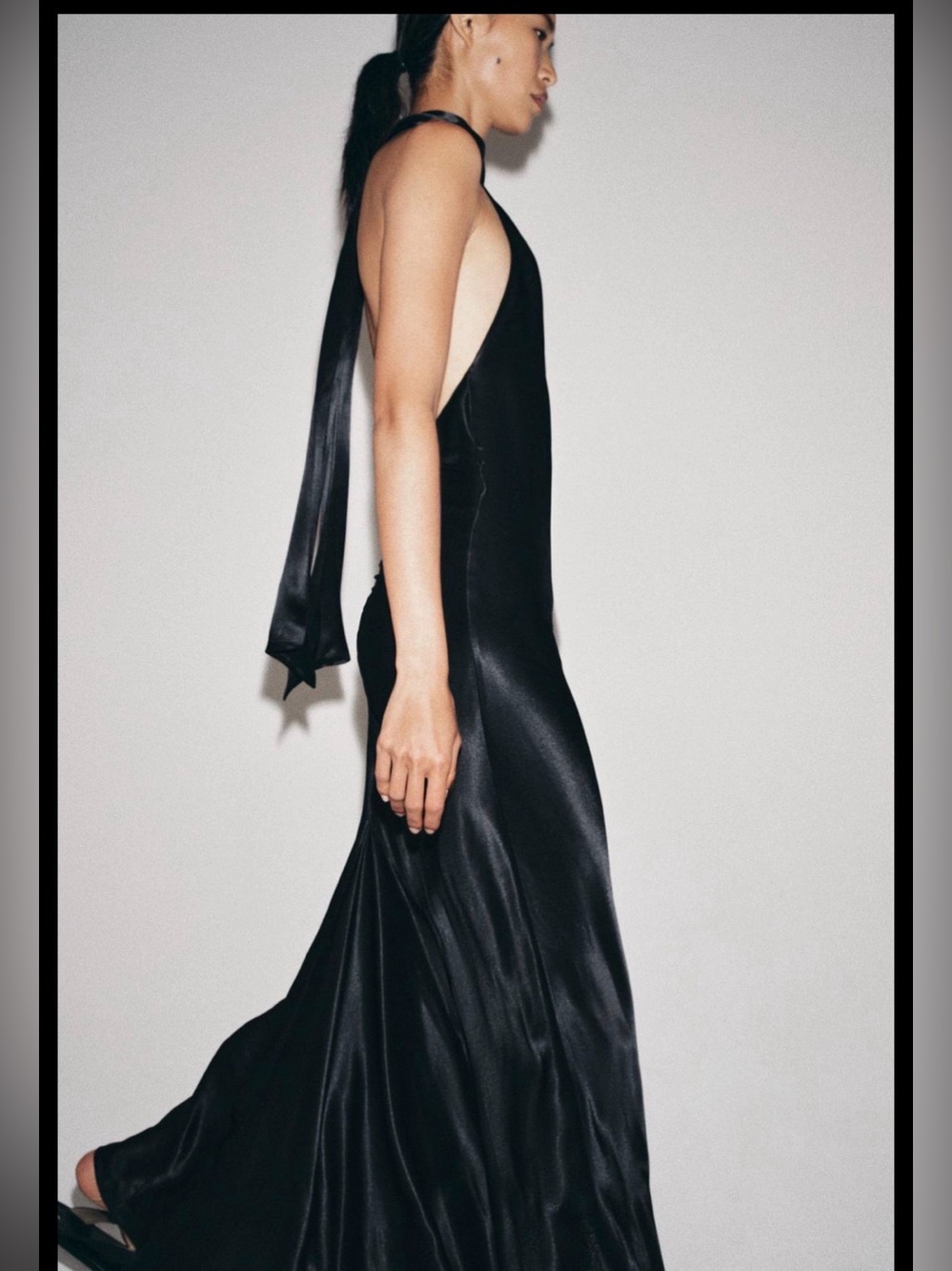 🔥🔥Zara Black Halter Satin Maxi Dress - Women - Picture 3 of 7